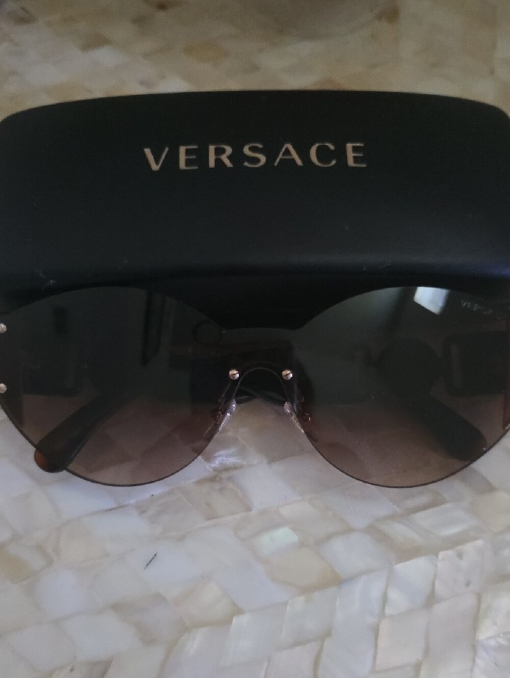 VERSACE VE2224 Women’s Rimless Sunglasses - Brown Gradient Lens
